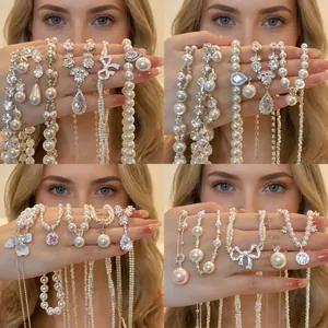 Französischer Stil Schmetterling Künstliche Perle Halskette Für Damen Luxus Strass Verschluss Anhänger Schlüsselbeinkette Eleganter Nischenschmuck