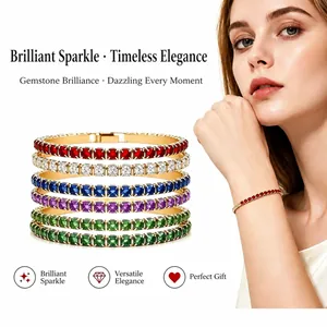 Edelstahl 12 Monate Geburtsstein Tennis Armband Für Damen Zirkonia Eingelegt Elegantes Nicht Verblassendes Armband Schmuck Geschenk