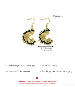 Detailed view of creative pencil shaving earrings with size measurements and alloy specs.