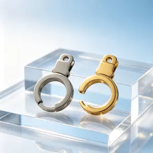 Stainless Steel Handcuff Keychain Pendant Mirror Polished Spring Buckle Charm For DIY Jewelry Making Bag Hanging Accessories