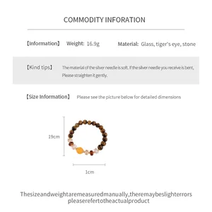 Detailed size and material information for tiger eye stone beaded bracelet with 19cm length