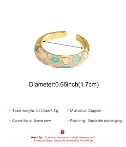Detailed product dimensions and specifications for this colorful cloisonne enamel copper ring