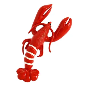 Detailed macro view of red lobster brooch with realistic texture and vibrant finish