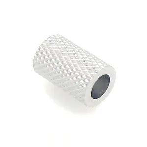 Silver cylindrical spacer bead with textured diamond grid pattern for DIY jewelry making