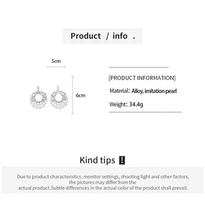 French hollow round pearl earrings product information showing material, size, and weight.