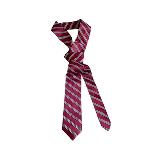 Elegante corbata a rayas burdeos para mujer en estilo coreano clásico y preppy