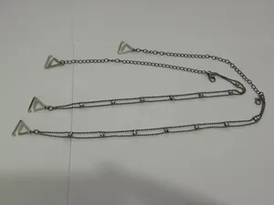 Sparkly rhinestone bra straps body chain with silver triangle clips for off-shoulder tops
