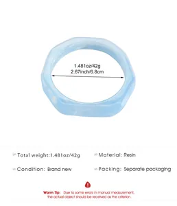 Detailed specification of light blue marbled resin bangle with dimensions and weight