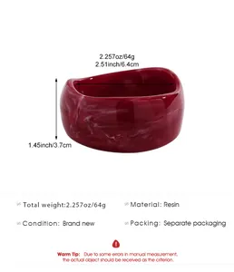 Detailed size and weight specifications for the swirled red resin wide bangle bracelet