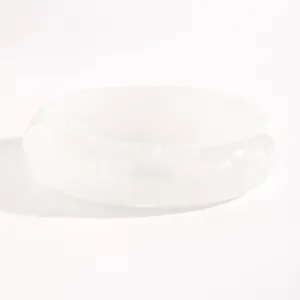 Elegant white translucent wide resin bangle with vintage acrylic texture for women