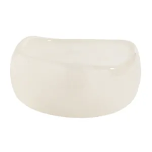 Detailed close-up view of a wide vintage cream-colored resin bangle with a smooth finish