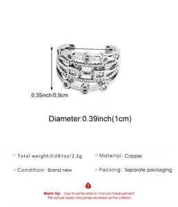 Detail showing measurements and copper material of the multi-layer zircon ear cuff