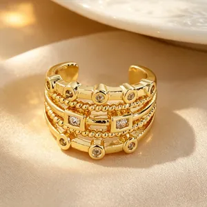 Vintage gold multi-layer ear cuff with zircon inlay, non-pierced luxury earring detail