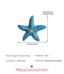 Details zur blauen Seestern-Brosche mit 3,5 cm Breite und Legierungsmaterial