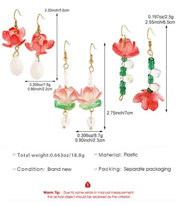 Detailed dimensions and weight specifications for Chinese style lotus earrings