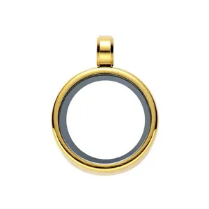 Colgante de medallón circular de acero inoxidable dorado para collares de bricolaje