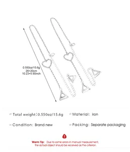 Detailed specifications of silver rhinestone heart lingerie straps with dimensions