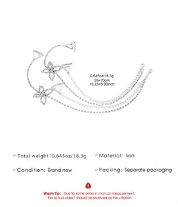 Detailed product specifications for butterfly rhinestone decorative bra straps body chain
