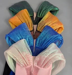 Close-up detail of elegant beaded bandage banquet dresses in vibrant multiple colors
