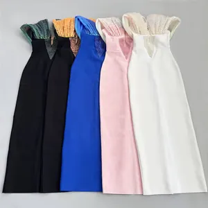 Selection of elegant beaded bodycon bandage dresses in multiple colors for formal events