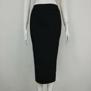 Elegant slim fit high waist black bodycon bandage skirt for women in autumn midi length