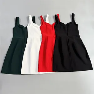 Sexy strap bandage mini dress bodycon style evening dress available in four solid colors