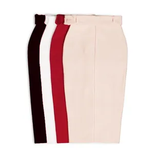 Elegant high waist bandage pencil skirt with matching belt in four classic colors