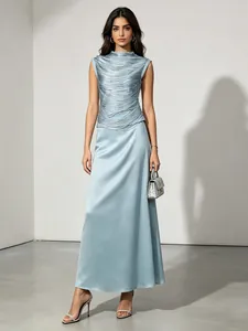 Neuer Chinesischer Stil Damen Leichter Luxus Set Quaste Stehkragen Ärmelloses Top Und Satin Maxi Rock Set Elegante Party Kleidung