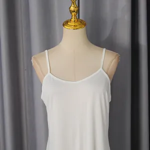 Détail d'un débardeur à fines bretelles blanc présenté sur un mannequin de couture.