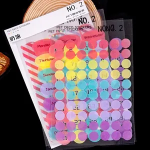 Candy colored round dot stickers set for scrapbooking and journal decoration 6 sheets