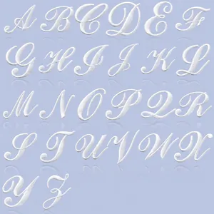 Écussons Brodés Alphabet Anglais Cursif Blanc Lettres Cursives à Repasser Pour Vêtements Sacs DIY Lettres Brodées Alphabet
