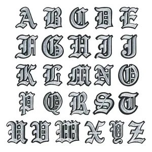 Gotisch Alphabet Buchstaben Stickerei Aufnäher zum Aufbügeln Baumwolle Applikation DIY Kleidung Zubehör Buchstaben Set