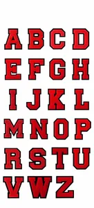 Juego de parches bordados con letras rojas A-Z de estilo varsity para ropa DIY