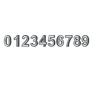 Full set of 0-9 metallic silver embroidered iron-on number patches for DIY clothing crafts
