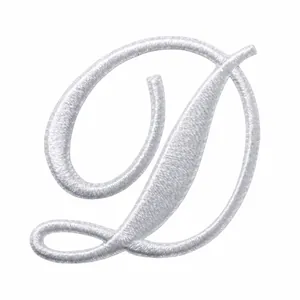 Écusson brodé de qualité lettre D blanche avec mesures pour projets de vêtements DIY