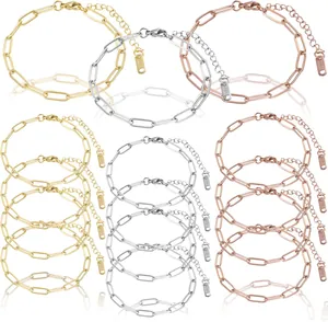 Set aus Edelstahl Büroklammer Armbändern in Gold Silber und Roségold für Schmuckmacher