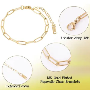 Detailansicht des 18 Karat vergoldeten Edelstahl-Büroklammer-Armbands.