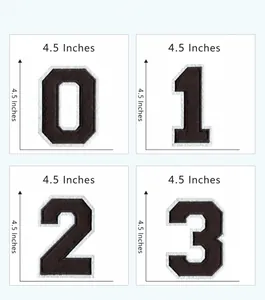 Detail showing 4.5-inch black embroidery number patches 0-3 for DIY clothing accessories