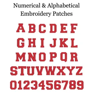Toppe Alfabeto Ricamate Rosso Bianco Grandi Applique a Lettera e Numero in Stile Varsity Termoadesive per Decorazione Fai Da Te Abbigliamento Giacca