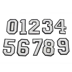 Set di toppe ricamate con numeri da 0 a 9 in bianco e nero per decorazioni fai da te