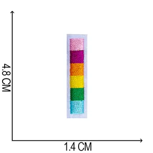 Detailed view of rainbow embroidered letter I patch with 4.8cm height dimensions
