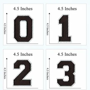 4.5 inch black varsity number 0-3 iron-on patches set for DIY clothing accessories