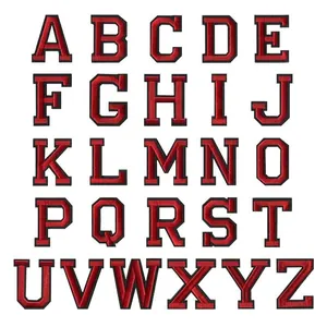 Toppe Termoadesive Ricamate Alfabeto Rosso Nero Stile Sportivo Lettera Numero Applique da Cucire per Abbigliamento Cappelli Borse Accessori DIY