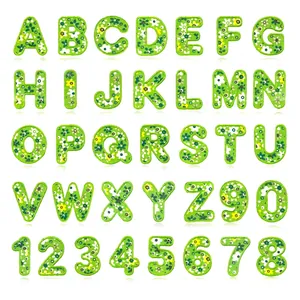Detailed view of full set floral embroidered alphabet and number patches for DIY