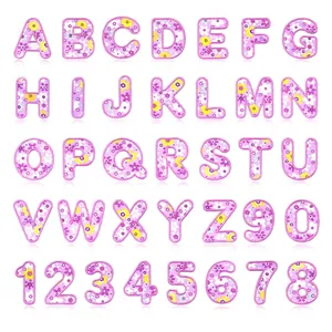 Complete set of floral alphabet and number embroidery patches for DIY clothing decoration