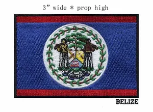 Dettaglio toppa ricamata bandiera del Belize da 3 pollici per abbigliamento e borse
