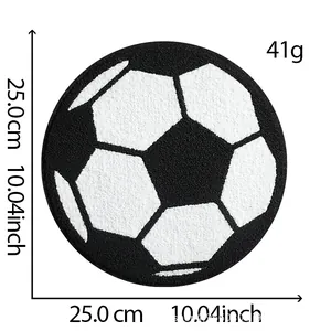 Large 10-inch diameter soccer ball chenille embroidery patch with 41g weight spec