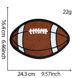 Rugby football chenille embroidery patch showing dimensions 24.3x16.4cm for clothes