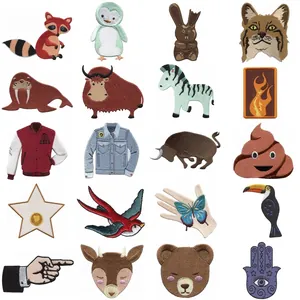 Computerized Embroidery Animal Patches With Adhesive Backing For Clothing Decoration DIY Sew On Embroidered Badges For Jackets