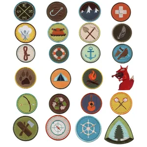 Écussons Thermocollants Camping de Plein Air pour Vêtements Badge Brodé DIY Applique Tente Feu de Camp Boussole Patchs